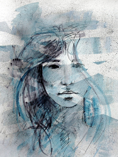 Drawing - "Blue Girl"