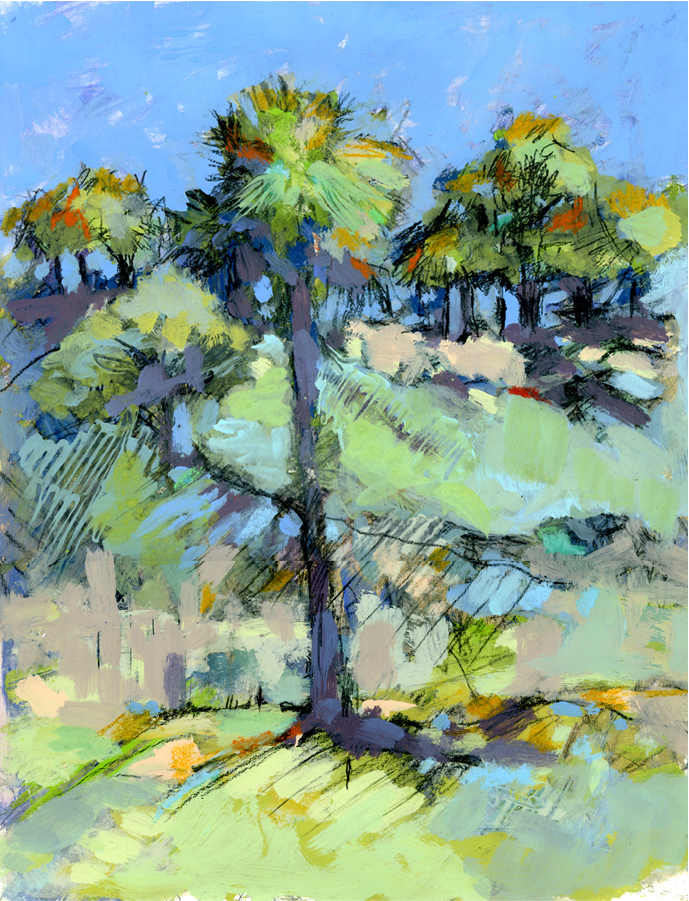 April Landscape plein air semi-abstract painting